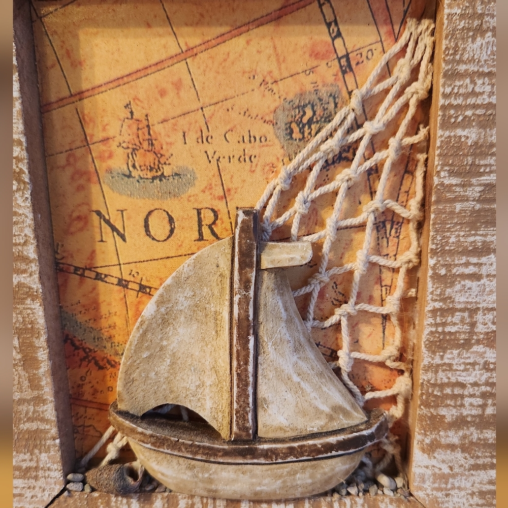 Sailboat Key Box Wood Art Beach Boat House Decor Storage